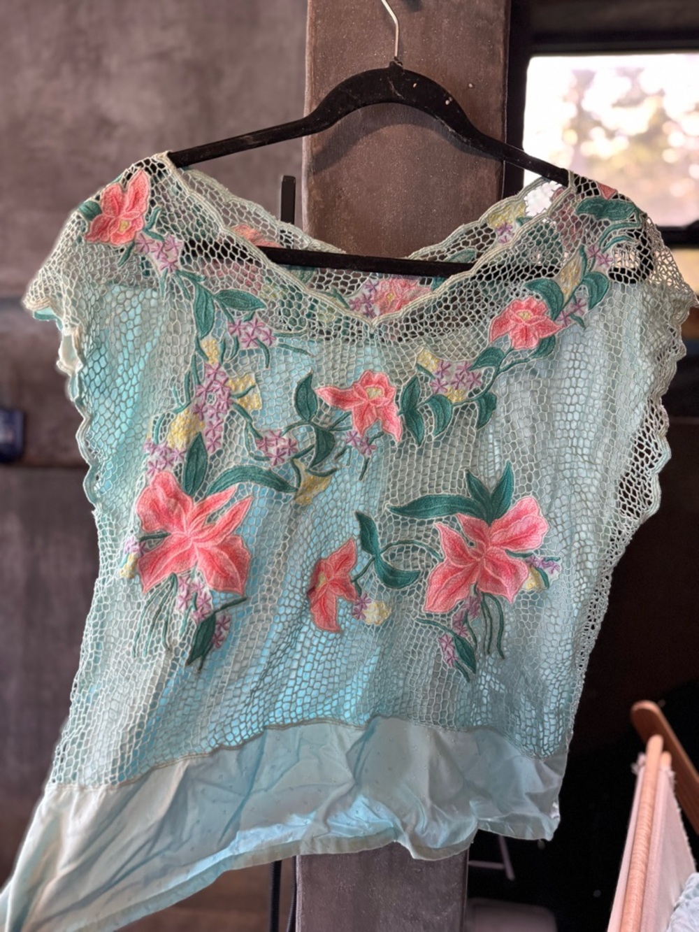 Baby Blue Set - Pink Floral Embroidery